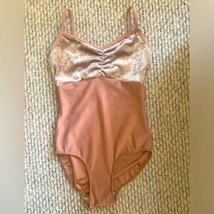Eleve Dancewear Velvet and Matte Leotard in Rose Gold